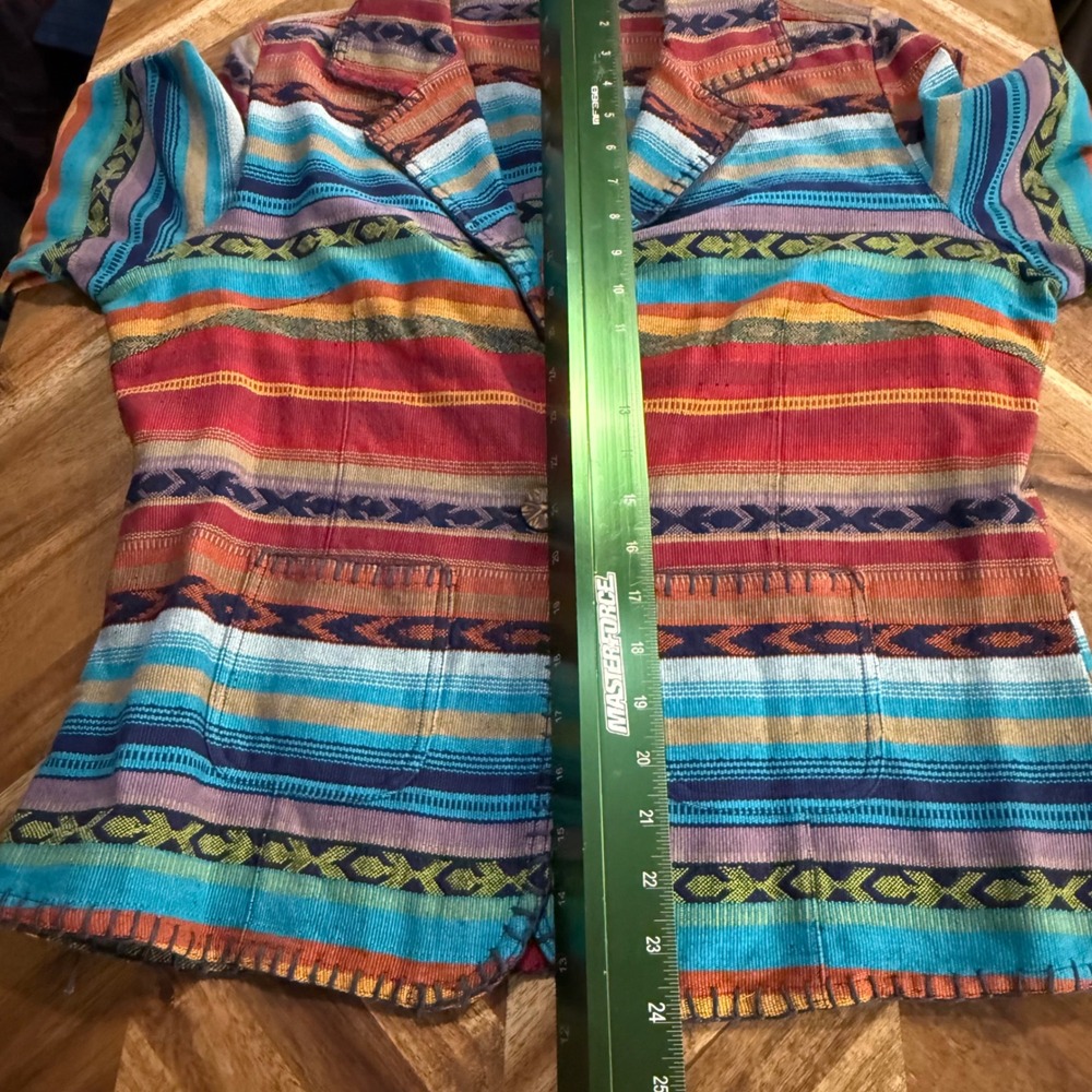 Mohito Se Dona Stripe Jacket Womens‎ Sz L Cotton Colorful Southwestern Blazer - Picture 6 of 9